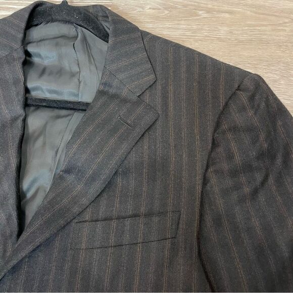 Ermenegildo Zegna Roma Cashmere Wool Black Brown 3-Button Blazer 48R Striped - Picture 5 of 15